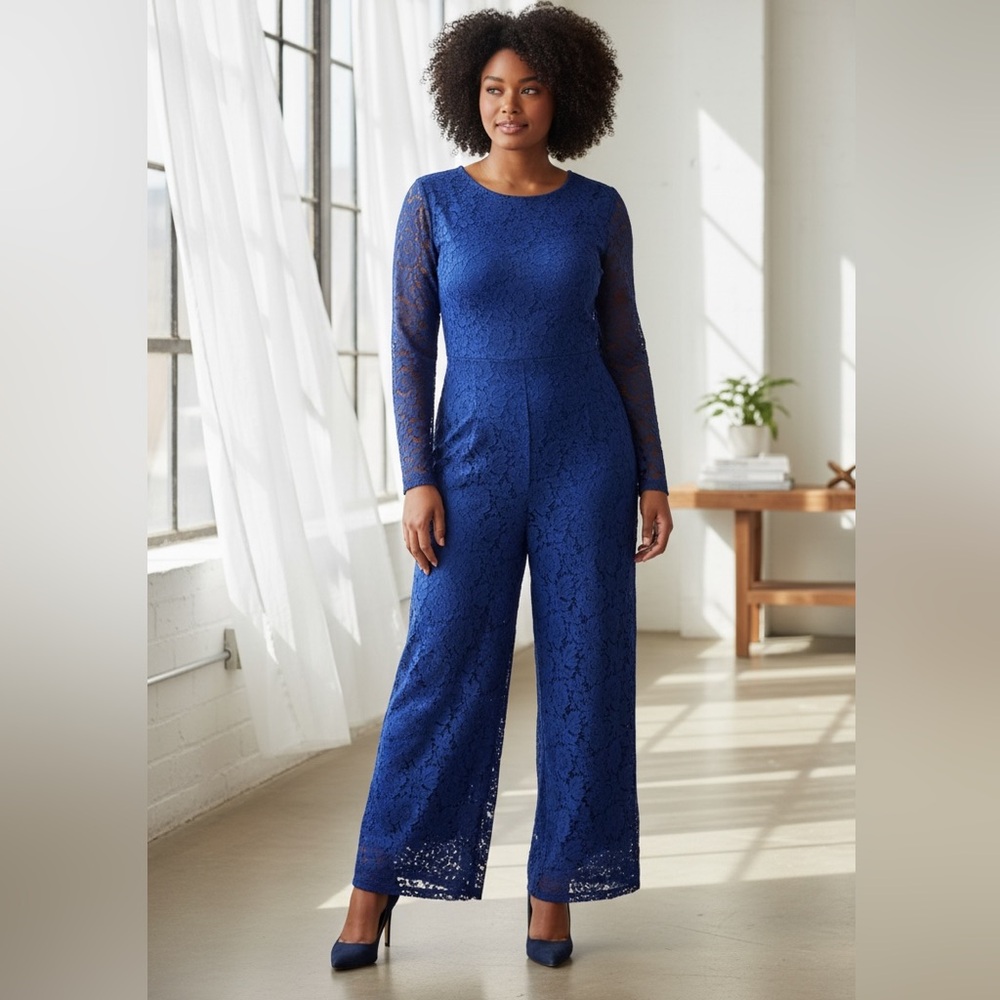 Jessica London Royal Blue Lace Jumpsuit 470